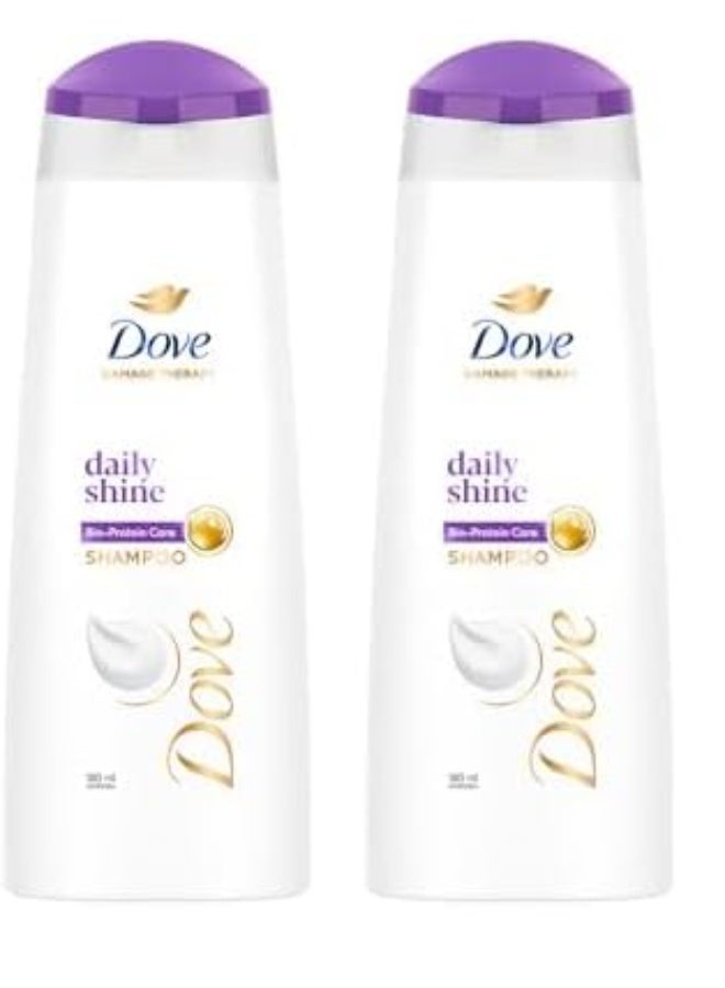 Dove Daily Shine Shampoo - For Dull And Frizzy Hair, Makes Hair Soft, Shiny And Smooth, 180 ml (Pack of 2) - Image 1